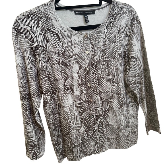 NWT! White House White Market Animal Print Cardigan Sweater Size Large Petite - Picture 2 of 7